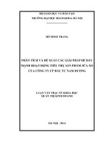 Phân tích và đề xuất các giải pháp để đẩy mạnh hoạt động tiêu thụ sản phẩm sữa XO của công ty cổ phần đầu tư nam dương 
