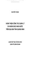 Hoàn thiện công tác quản lý chi nhánh ngân hàng nhà nước trên địa bàn tỉnh quảng ninh 