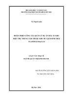 Hoàn thiện công tác quản lý dự án đầu tư Khu biệt thự trung tâm thuộc Khu du lịch sinh thái Flamingo Đại Lải