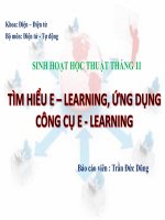 TÌM HIỂU E LEARNING ỨNG DỤNG CÔNG CỤ E LEARNING
