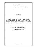 Nghiên cứu và đề xuất một số giải pháp về triển khai hệ thống quản lý chất lượng ISO 9001 2008 tại văn phòng tỉnh ủy hòa bình 