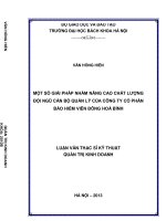 Một số giải pháp nhằm nâng cao chất lượng đội ngũ cán bộ quản lý của chi nhánh công ty cổ phần bảo hiểm viễn đông tại hòa bình 