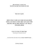 Phân tích và đề xuất một số giải pháp nâng cao chất lượng đội ngũ giáo viên trường trung học kinh tế kỹ thuật tỉnh hòa bình  