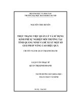 Thực trạng việc quản lý và sử dụng kinh phí sự nghiệp môi trường tại tỉnh quảng ninh và đề xuất một số giải pháp nâng cao hiệu quả  