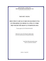 Phân tích và đề xuất một số giải pháp củng cố tình hình tài chính của công ty TNHH một thành viên dịch vụ cơ khí hàng hải  