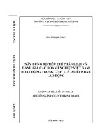 Xây dựng bộ tiêu chí phân loại và đánh giá các doanh nghiệp việt nam hoạt động trong lĩnh vực xuất khẩu lao động  