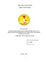 Bài tập lớn môn quản trị ngân hàng đánh giá hoạt động quản trị danh mục đầu tư và trạng thái thanh khoản của 1 NHTM việt nam trong giai đoạn gần đây