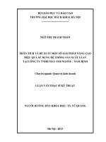 Phân tích và đề xuất một số giải pháp nâng cao hiệu quả sử dụng hệ thống sản xuất lean tại công ty TNHH may youngone nam định 