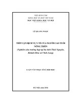 Tiếp cận dịch vụ y tế của người cao tuổi nông thôn (nghiên cứu trường hợp tại ba tỉnh thái nguyên, khánh hòa và vĩnh long) 