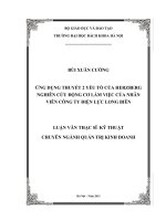 Ứng dụng thuyết 2 yếu tố của herzberg nghiên cứu động cơ làm việc của nhân viên công ty điện lực long biên  