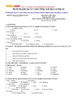 Bộ đề thi giữa học kì 1 môn Tiếng Anh lớp 6 có đáp án