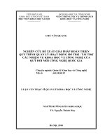 Nghiên cứu đề xuất giải pháp hoàn thiện quy trình quản lý hoạt động hỗ trợ tài trợ các nhiệm vụ khoa học và công nghệ của quỹ đổi mới công nghệ quốc gia