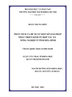 Phân tích và đề xuất một số giải pháp phát triển kinh tế hợp tác xã nông nghiệp ở tỉnh hòa bình 