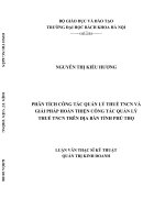 Phân tích công tác quản lý thuế TNCN và giải pháp hoàn thiện công tác quản lý thuế TNCN trên địa bàn tỉnh phú thọ 