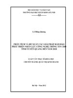 Phân tích và đề xuất các giải pháp đảm bảo phát triển nhân lực công nghệ thông tin cho tỉnh tuyên quang đến năm 2020 