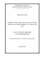 Nghiên cứu thực trạng công tác quản lý chất lượng tại các doanh nghiệp vừa và nhỏ ở việt nam 