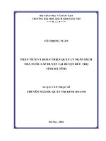 Phân tích và hoàn thiện quản lý ngân sách nhà nước cấp huyện, tại huyện đức thọ, tỉnh hà tĩnh 