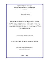 Phân tích và đề xuất một số giải pháp nhằm hoàn thiện hoạt động tín dụng tại ngân hàng thương mại cổ phần đại dương – chi nhánh vinh 