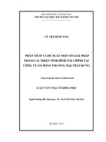 Phân tích và đề xuất một số giải pháp nhằm cải thiện tình hình tài chính tại công ty cổ phần thương mại thái hưng   