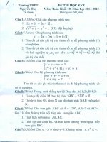 Đề thi học kì 1 môn Toán lớp 10 trường THPT Nguyễn Huệ, Phú Yên năm học 2014 - 2015