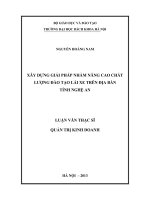 Xây dựng giải pháp nhằm nâng cao chất lượng đào tạo lái xe trên địa bàn tỉnh nghệ an  