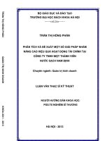 Phân tích và đề xuất một số giải pháp nhằm nâng cao hiệu quả hoạt động tài chính tại công ty TNHH một thành viên kinh doanh nước sạch nam định 