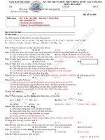 Đáp án lý thuyết đề thi chính thức môn hóa năm 2016 - giải thích chi tiết