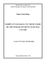 NGHIÊN CỨU ĐA DẠNG CÂY THUỐC Ở KHU DỰ TRỮ SINH QUYỂN RỪNG NGẬP MẶN CẦN GIỜ