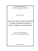 Phân tích và đề xuất một số giải pháp cải thiện tình hình tài chính tại công ty TNHH MTV than khánh hòa  