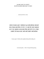 CHUẨN HOÁ QUY TRÌNH TẠO MÔ HÌNH CHUỘT ĐÁI THÁO ĐƯỜNG TUÝP 1 VÀ BƯỚC ĐẦU KHẢO SÁT TÁC ĐỘNG GIẢM ĐƯỜNG HUYẾT CỦA VIỆC GHÉP TẾ BÀO GỐC MÔ MỠ TRÊN MÔ HÌNH