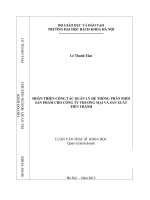Hoàn thiện công tác quản lý hệ thống phân phối sản phẩm cho Công ty thương mại và sản xuất Tiến Thành