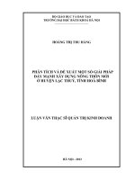 Phân tích và đề xuất một số giải pháp đẩy mạnh xây dựng nông thôn mới ở huyện lạc thủy, tỉnh hòa bình 