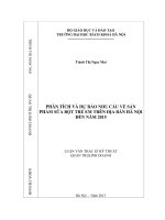 Phân tích và dự báo nhu cầu về sản phẩm sữa bột trẻ em trên địa bàn hà nội đến năm 2015 