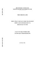 Phân tích và đề xuất một số giải pháp chiến lược kinh doanh của khách sạn tây hồ 