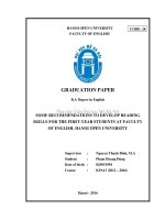 Some recommedations to develop reading skills for the first year students at faculty of english, hanoi open university