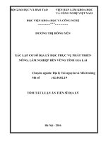 Xác lập cơ sở địa lý học phục vụ phát triển nông, lâm nghiệp bền vững tỉnh gia lai (TT)