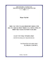 Nhu cầu vốn và giải pháp huy động vốn đầu tư cho sự phát triển của tổng công ty thép việt nam   CTCP đến năm 2015 