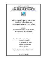 CƠ SỞ DỮ LIỆU NÂNG CAO - THIẾT KẾ CƠ SỞ DỮ LIỆU PHÂN TÁN  QUẢN LÝ DỊCH VỤ NGÂN HÀNG