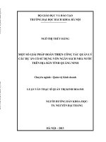 Một số giải pháp hoàn thiện công tác quản lý các dự án có sử dụng vốn ngân sách nhà nước trên địa bàn tỉnh Quảng Ninh