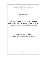 Một số giải pháp quản lý nhằm cải thiện chất lượng đào tạo trường cao đẳng nghề cơ điện và công nghệ thực phẩm hà nội 