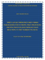 THIẾT LẬP QUI TRÌNH PHÁT HIỆN VIBRIO PARAHAEMOLYTICUS TRONG THỰC PHẨM BẰNG PHƯƠNG PHÁP PCR (POLYMERASE CHAIN REACTION) VÀ THỬ NGHIỆM ỨNG DỤNG