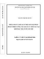 Phân tích và đề xuất một số giải pháp hoàn thiện công tác quản lý nhân sự tại kho bạc nhà nước hà nội  