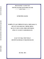 Nghiên cứu quá trình xây dựng, triển khai và đề xuất giải pháp duy trì hệ thống quản lý chất lượng theo GMP trong công ty vắc xin và sinh phẩm số 1 