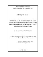 Phân tích và đề xuất giải pháp để nâng cao sự hài lòng của cán bộ và nhân viên công ty TNHH LG electronic việt nam   nhà máy điện tử hưng yên  