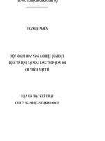 Một số giải pháp nâng cao hiệu quả hoạt động tín dụng tại ngân hàng TMCP quân đội chi nhánh việt trì 