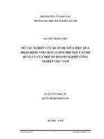 Nghiên cứu quan hệ giữa hiệu quả hoạt động với chất lượng đội ngũ cán bộ quản lý của một số doanh nghiệp công nghiệp việt nam 