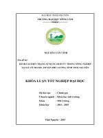 đánh giá hiện trạng sử dụng hcbvtv trong nông nghiệp tại xã vô tranh , huyện phú lương, tỉnh thái nguyên