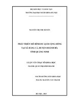 Phát triển mô hình du lịch cộng đồng tại xã bằng cả, huyện hoành bồ, tỉnh quảng ninh  