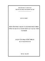 Phân tích thực trạng và giải pháp hoàn thiện công tác quản lý nguồn nhân lực tại cục thuế nam định  