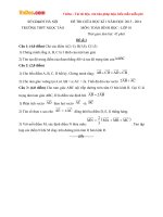 Đề thi giữa học kì 1 môn Toán (hình học) lớp 10 trường THPT Ngọc Tảo, Hà Nội năm học 2015 - 2016